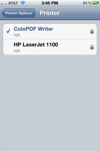 AirPrint iOS5 Shared Printers Lock Icon